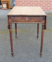 19th Century mahogany pembroke table with drawer, L81 x w.56cm.