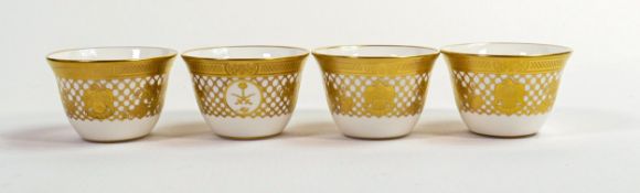 De Lamerie Fine Bone China heavily gilded tea bowls, specially made high end quality items, made