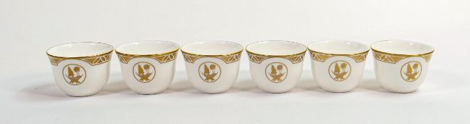 De Lamerie Fine Bone China heavily gilded crested tea bowls, specially made high end quality