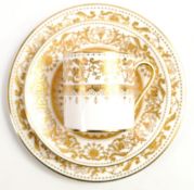 De Lamerie Fine Bone China, heavily gilded Versailles Countess Armorial patterned Trio , specially