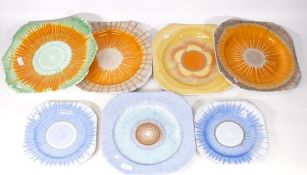 A collection of Shelley Harmony Drip Ware Sandwich Plates & side Plates in varying designs &