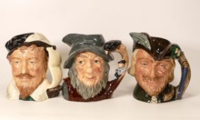 Royal Doulton large character jugs to include Rip Van Winkle D6438, Robin Hood D6527 and Sir Francis