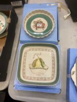 Wedgwood Sarahs Garden pattern items to include 10 inch flan dish together with square serving