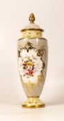 Coalport Gilt & Floral Decorated Lidded Vase, height 25cm