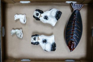 Mixed items to include Beswick Fish Dish 2171, Staffordshire Dogs & 2 x Royal Doulton Cats