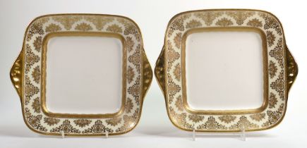 De Lamerie Fine Bone China gold on ivory handled sandwich plates, specially made high end quality