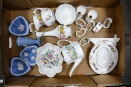A mixed collection of items to include Aynsley floral decorated vases, Egg Cups, Napkin Ring ,