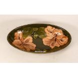 Moorcroft Hibiscus Oval Bowl. Potter to Late Queen Mary paper label to base. Length: 23cm