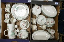 A large collection of Wedgwood Rasberry Cane patterned tea & dinner ware to include 7 dinner plates,