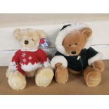 Two Harrods Teddy Bears to include Christmas 2008 and another 2001 example. Height: approx: 36cm (2)