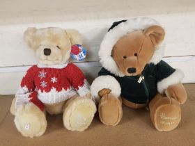 Two Harrods Teddy Bears to include Christmas 2008 and another 2001 example. Height: approx: 36cm (2)