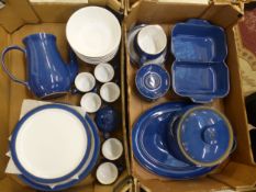 A collection of Denby coffee and dinner ware items to include coffee pot, cups and saucers, sald