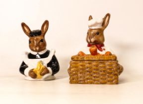 Royal Doulton Bunnykins figure Country Manor Chief DBD7 & Country Manor Maid DBD6, both ltd