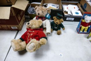 Three Large Harrods Christmas Teddy Bears 2002 ,2003 & similar item, tallest 47cm (3)