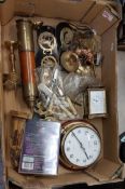 A Mixed Collection of Metal Ware Items to Include Candle Stick Holders, Clocks, Boots, Watering Can,