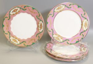 De Lamerie Fine Bone China heavily gilded Floral Special Commission patterned Dessert plates ,