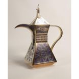 De Lamerie Fine Large Silverware plated Large Arabic Finjan Coffee Pot with enameled decoration in