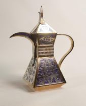 De Lamerie Fine Large Silverware plated Large Arabic Finjan Coffee Pot with enameled decoration in