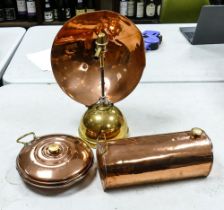 A collection of copper & brass items to include burner & 2 bed warmers(3)