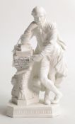 Derby Parian figure of William Shakespeare, h.18cm, (a.f. - neck and scroll re-stuck.