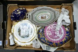 A mixed collection of items to include Coalport Blue & Gilded Tray & Bowls, Coalport F & R Pratt