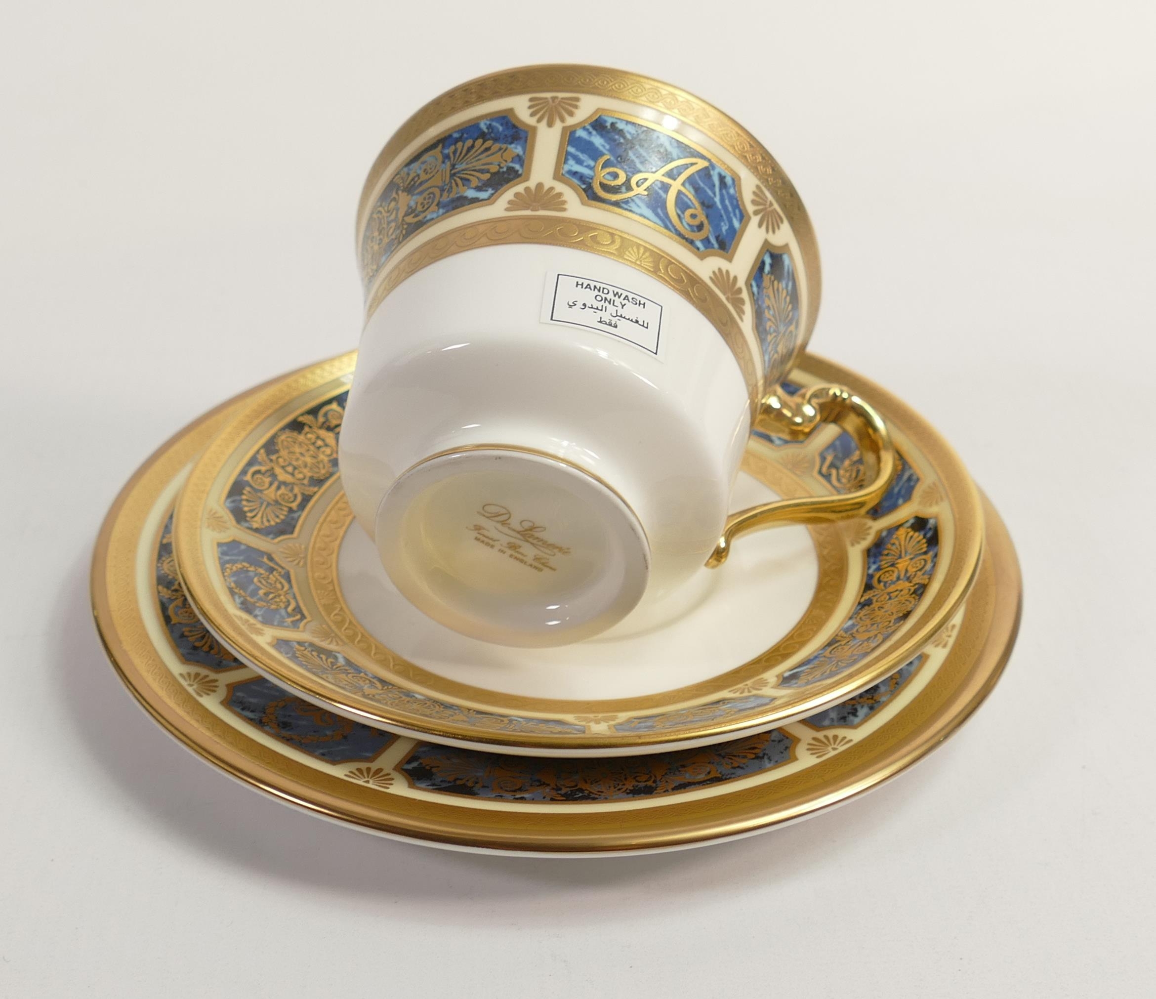 De Lamerie Fine Bone China Blue on Ivory Patterned Trio , specially made high end quality item - Image 2 of 2