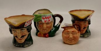 A Mixed Collection of Royal Doulton Character Jugs to Include Two Small Dick Turpin Jugs, Small