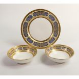 De Lamerie Fine Bone China Blue on Ivory Patterned Bowls & Dessert Plate , specially made high end