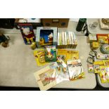 A collection of vintage Rupert The Bear items including Bendy Foam figure, Carded Bean Figure,