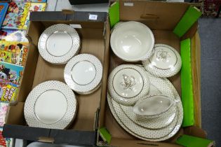 A large collection of John Maddocks & Sons Royal Ivory Patterned dinnerware (2 trays)