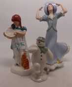 Royal Doulton figures Safe Some for Me HN2959 together with The Snowman DS2 and Royal Dux lady