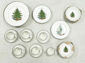 Cuthbertson Ironstone Embossed Original Christmas Tree Design items to include 5 cups & saucers,