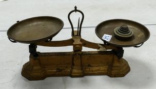 Vintage Set of Avery Brass & Cast Iron Table Top Scales