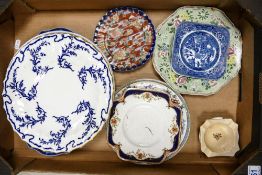 A Mixed Collection of Ceramic Plates to include Myott & Sons Platter, Transfer Printed Pottery and