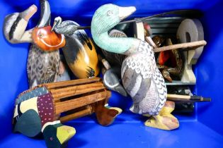 A collection of Wooden & Similar Modern Painted Ducks & Mallards