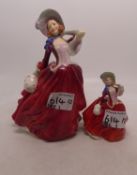 Royal Doulton lady figures Autumn Breezes HN1934 together with small Autumn Breezes HN2176 (2)