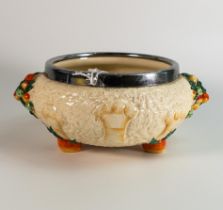 Clarice Cliff Embossed Celtic Harvest Footed Bowl, diameter at widest 26cm