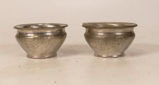 Two Art Pewter Denmark Glass Lined Salts (2)