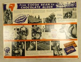 Dairy Milk Card Advertising Board, 'From Cocoa Bean to Chocolate Block'. Height: 46cm x Width: 61cm