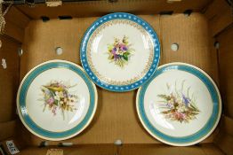 Three 19th Century Hand Decorated Royal Worcester Plates, diameter of largest 23cm