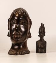 Two Carved African Female Busts. Height of tallest: 16cm. (2)