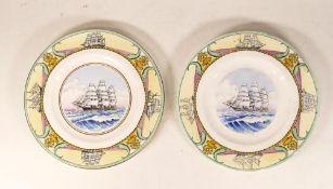 A Pair of Unusual Foley China Plates designed by John Everett in Polychrome Colourway. Diameter: