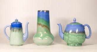 Shelley Harmony Drip Ware Teapot, Small Coffe Pot & Vase, tallest 20cm(3)