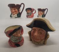 Beswick character jug The Bumble together with Royal Doulton small and miniature Falstaff and Old