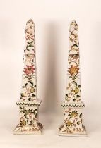 A Pair of Modern Chinese Ceramic Obelisks. Height: 16.7cm