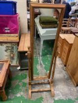 Stripped pine cheval mirror