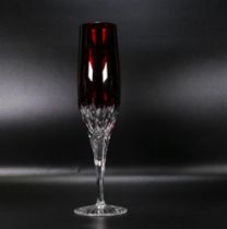 Clear Cut Glass Crystal set of 10 Ruby Glass Grande Champagne Flutes made for Delamerie Fine Bone