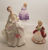Royal Doulton Lady Figures Carol HN2961 together with Valerie HN2107 & Rose HN2123 (3)