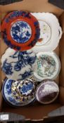 A Collection of Victorian Decorative Plates to include a Gilt Porcelain Teapot Stand handpainted
