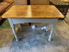 Farmhouse Pine kitchen table with painted frame and legs 106cm x 56cm
